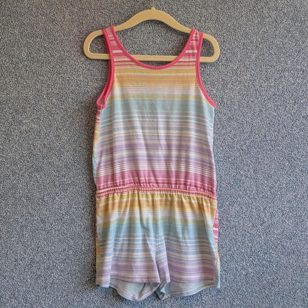 The Children's Place Girls Size Small 5/6 Rainbow Stripe Sleeveless Romper